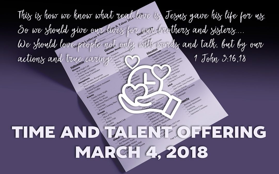 Time and Talent Offering March 4