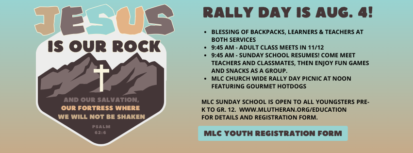 Rally Day Information and link to Registration Form for Youth